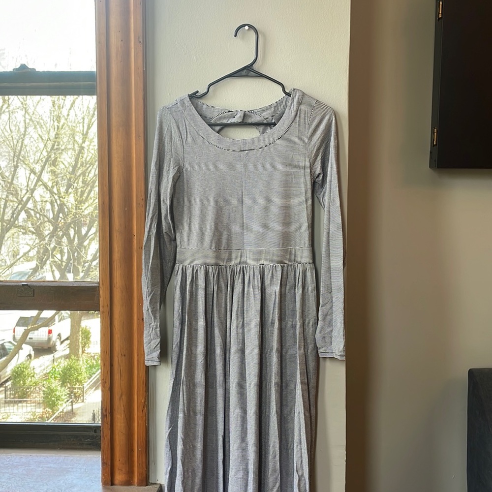 Black and white striped long dress from Anthropologie.